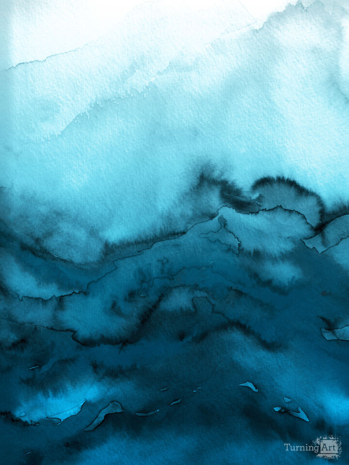 WINTER WAVES 7 - COLORFUL WATERCOLOR ABSTRACT LANDSCAPE