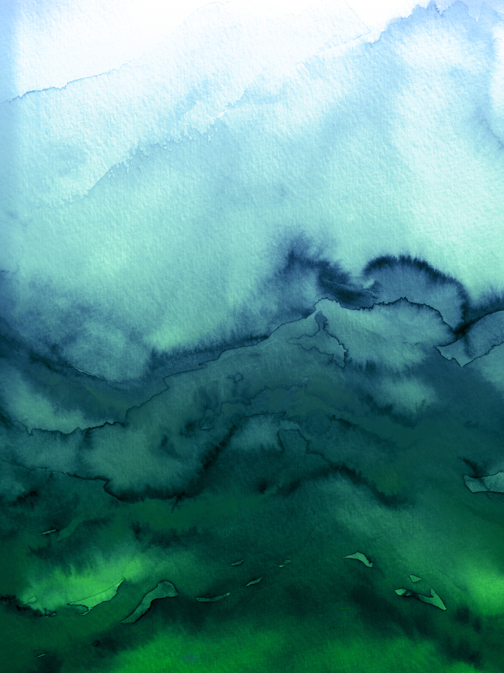 WINTER WAVES 9 - COLORFUL WATERCOLOR ABSTRACT LANDSCAPE