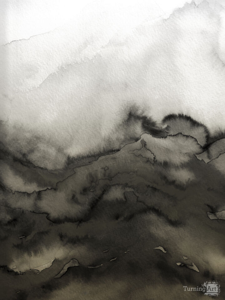 WINTER WAVES 14 - SEPIA NEUTRAL WATERCOLOR ABSTRACT LANDSCAPE