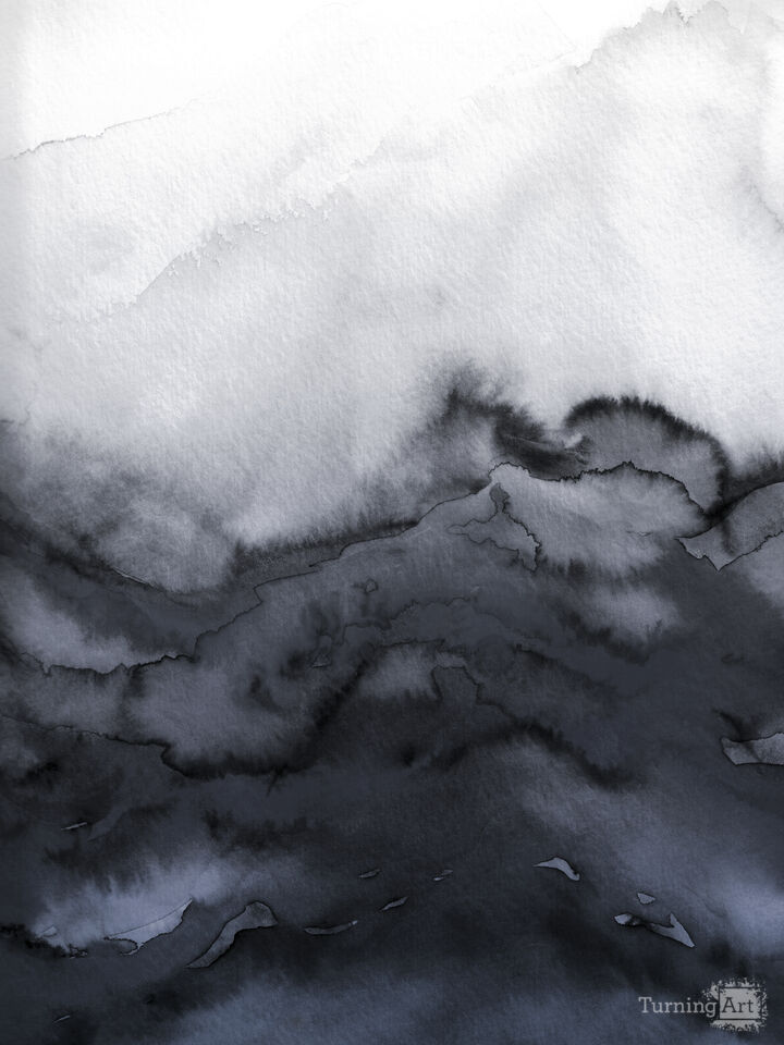 WINTER WAVES 15 - COOL NEUTRAL WATERCOLOR ABSTRACT LANDSCAPE