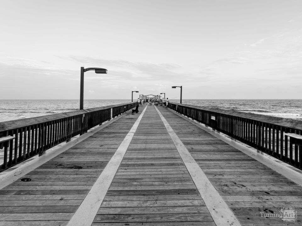 Middle Of Gulf State Park Pier Dusk Grayscale