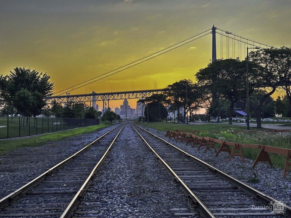 Twin Tracks to the Detroit Skyline