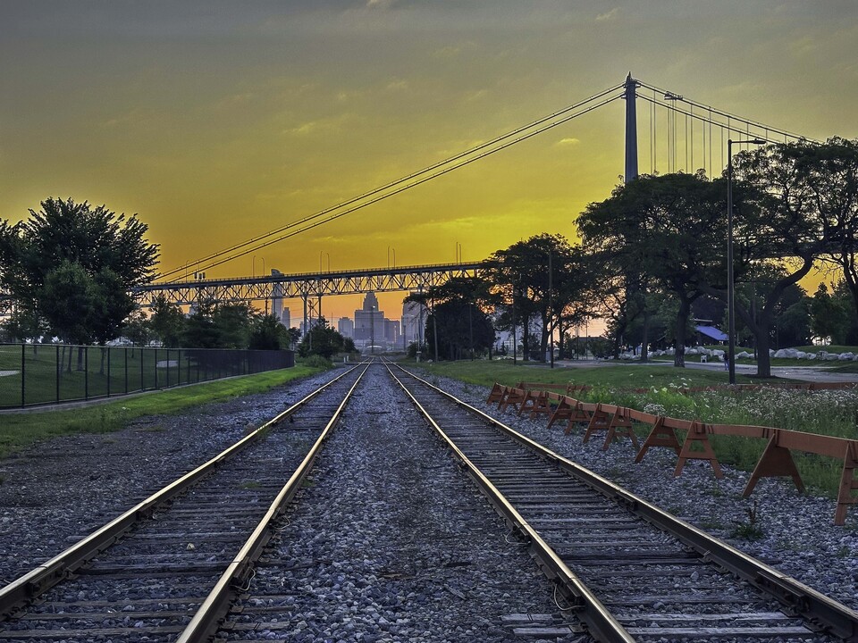 Twin Tracks to the Detroit Skyline