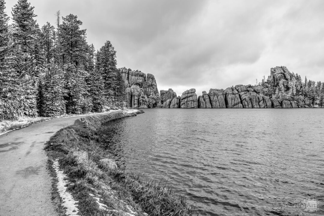 Spring Snow Sylvan Lake Grayscale