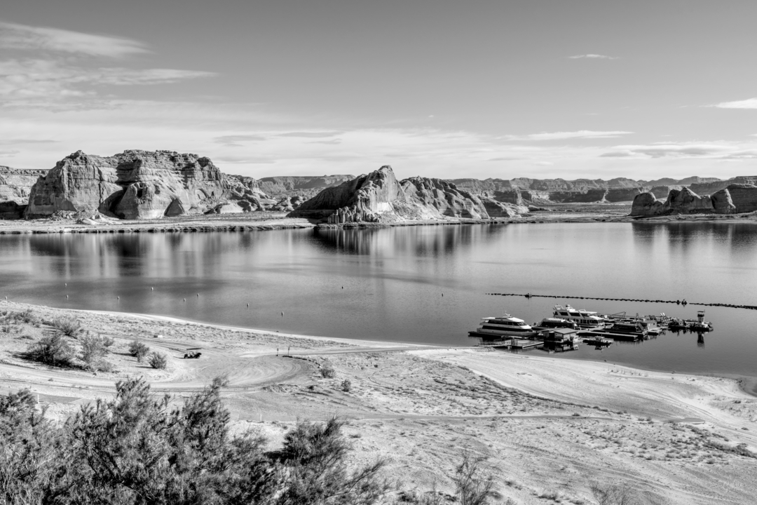 Soft Morning Light Over Lake Powell Grayscale