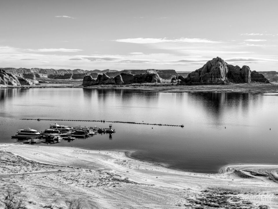 Morning Stillness Lake Powell Grayscale