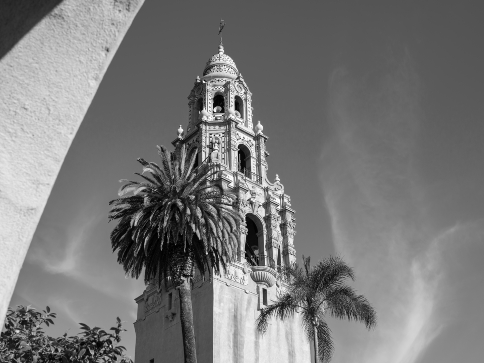 Ornate California Tower Monochrome - Balboa Park 