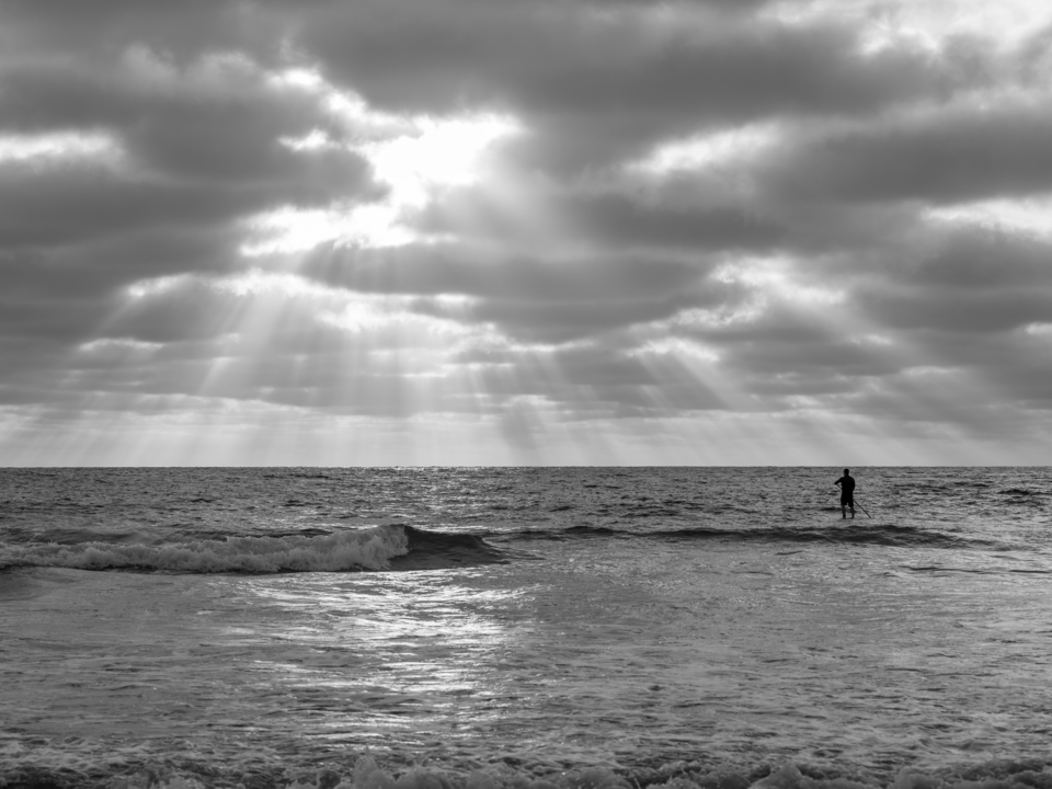 Silhouette on Serene Ocean