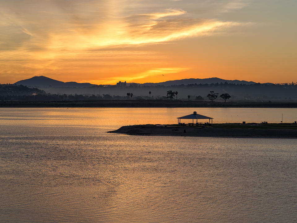 Sunrise Over a Tranquil Mission Bay Park  