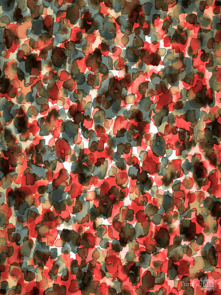 IN THE WILD, RED TEAL GREY - WATERCOLOR PATTERN PAINTING