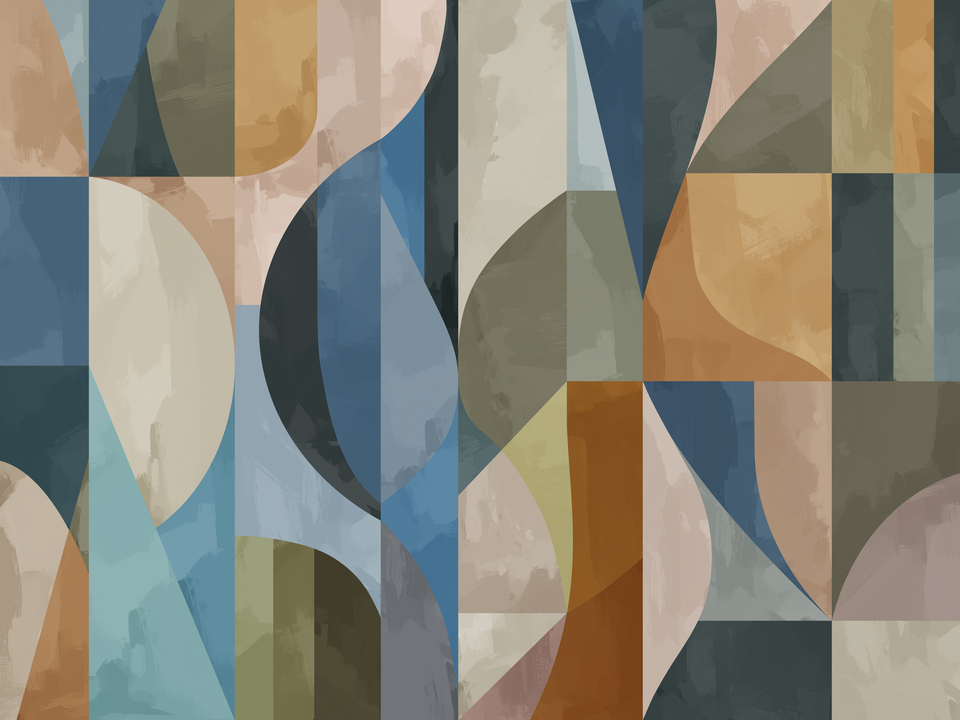 Muted Terracotta and Teal Geometry