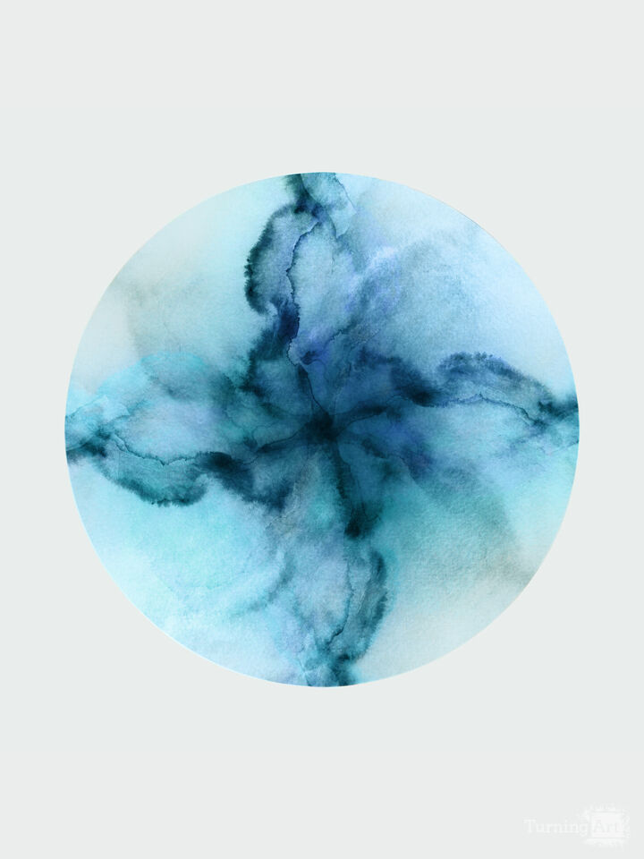 CATCH MY DRIFT, AQUA BLUE MULTI - MINIMALIST CIRCLE SWIRL ABSTRACT