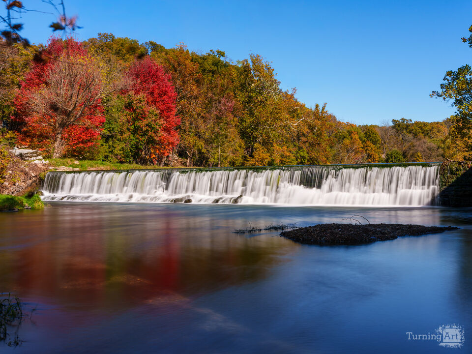 Jolly Mill Flowing Waterfall In Autumn