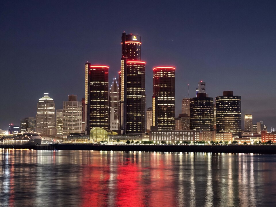 Renaissance Center Across the Detroit River