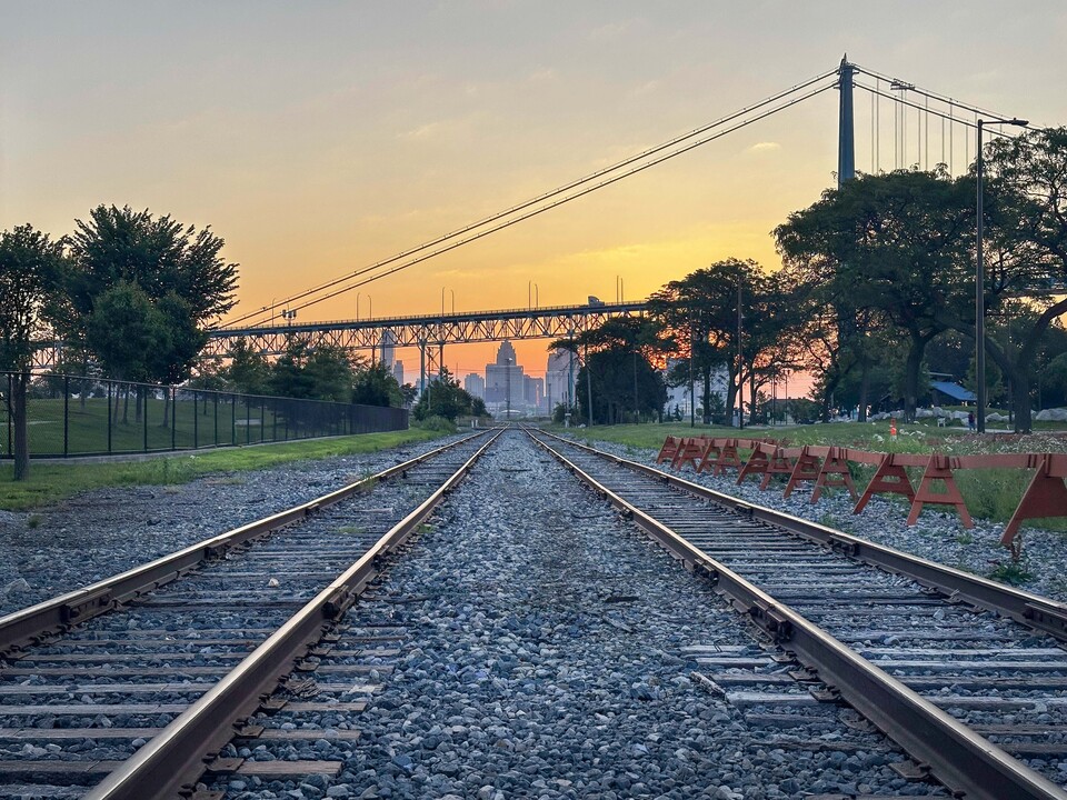 Rails Toward Downtown Detroit