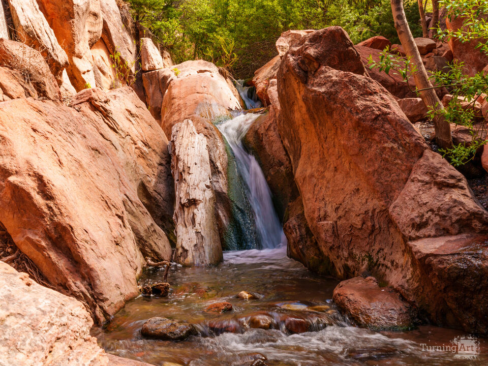 Waterfall On Slanted Boulders Kanarra Creek