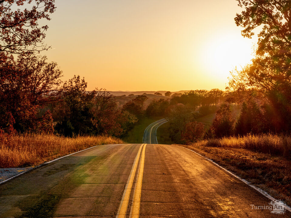 Autumn Road Into The Ozarks Sunset
