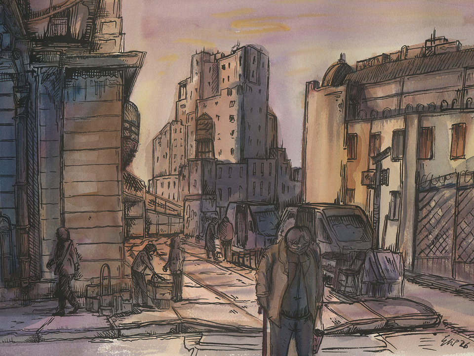 "Manhattan Bridge and Chinatown"