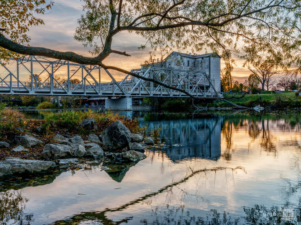 Ozark Mill And River Sunset Reflections