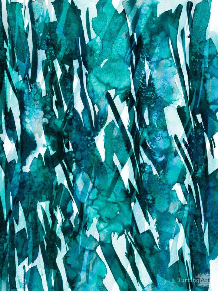 FROSTY BOUQUET 1 TEAL ABSTRACT ORGANIC PAINTING