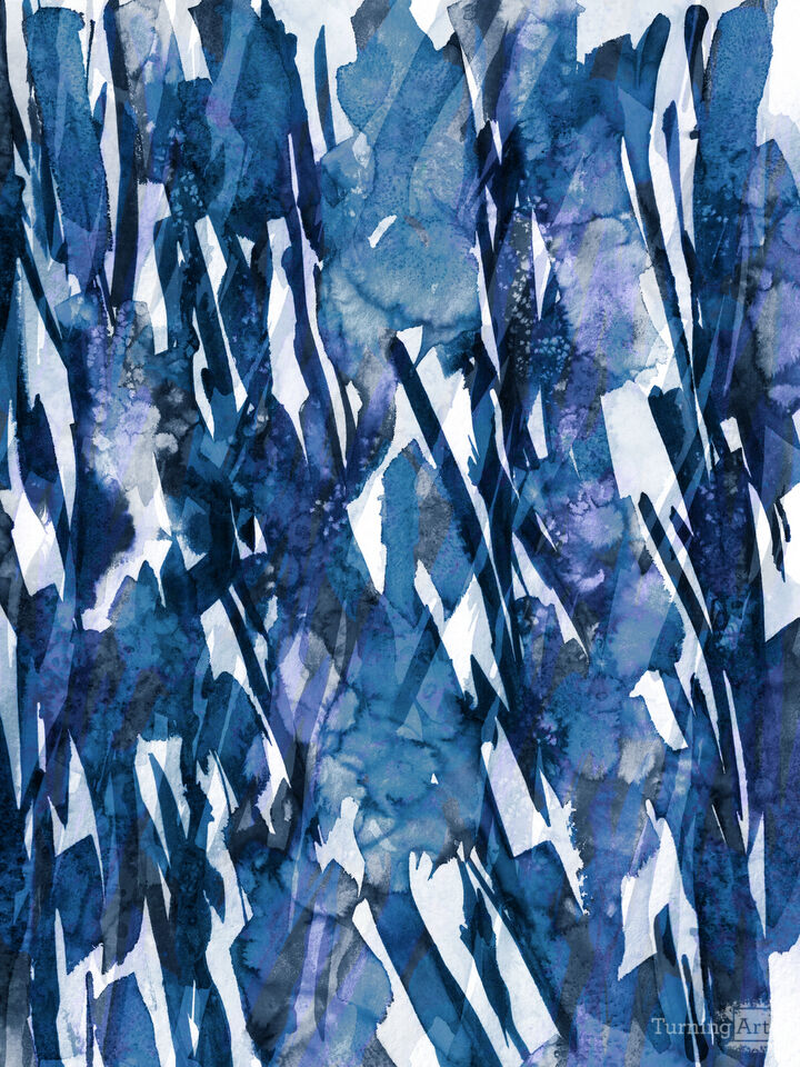 FROSTY BOUQUET 6 INDIGO BLUE ABSTRACT ORGANIC PAINTING