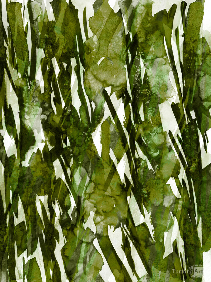 FROSTY BOUQUET 7 JUNGLE GREEN ABSTRACT ORGANIC PAINTING
