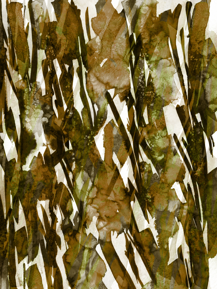 FROSTY BOUQUET 9 RUST BROWN GREEN ABSTRACT ORGANIC PAINTING