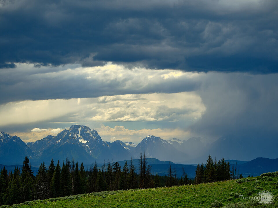 Rainstorm over the Grand Tetons in Color