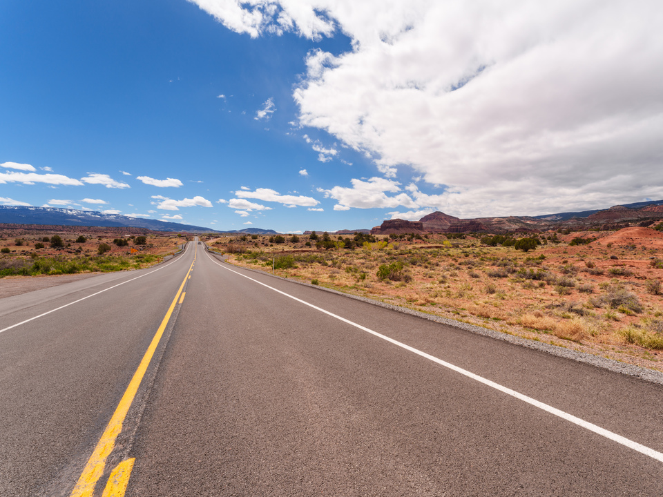 Long View Of Notom Road Capitol Reef