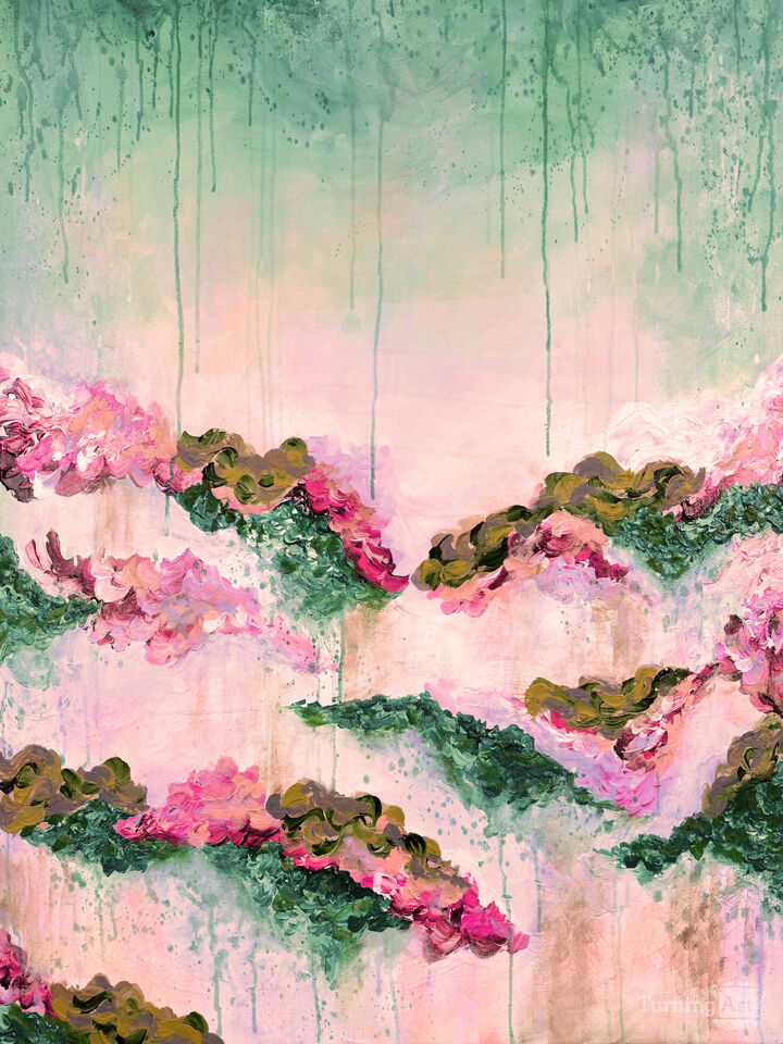 IT'S A ROSE COLORED LIFE 1 FLORAL LANDSCAPE PAINTING
