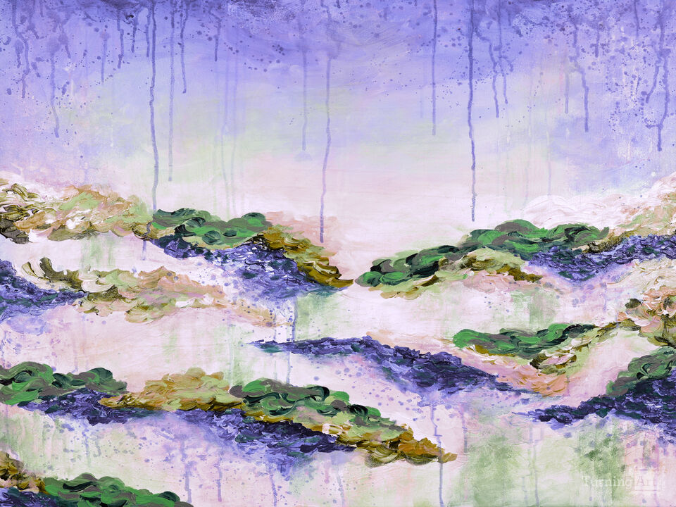 IT'S A ROSE COLORED LIFE 3 HORIZONTAL FLORAL LANDSCAPE PAINTING