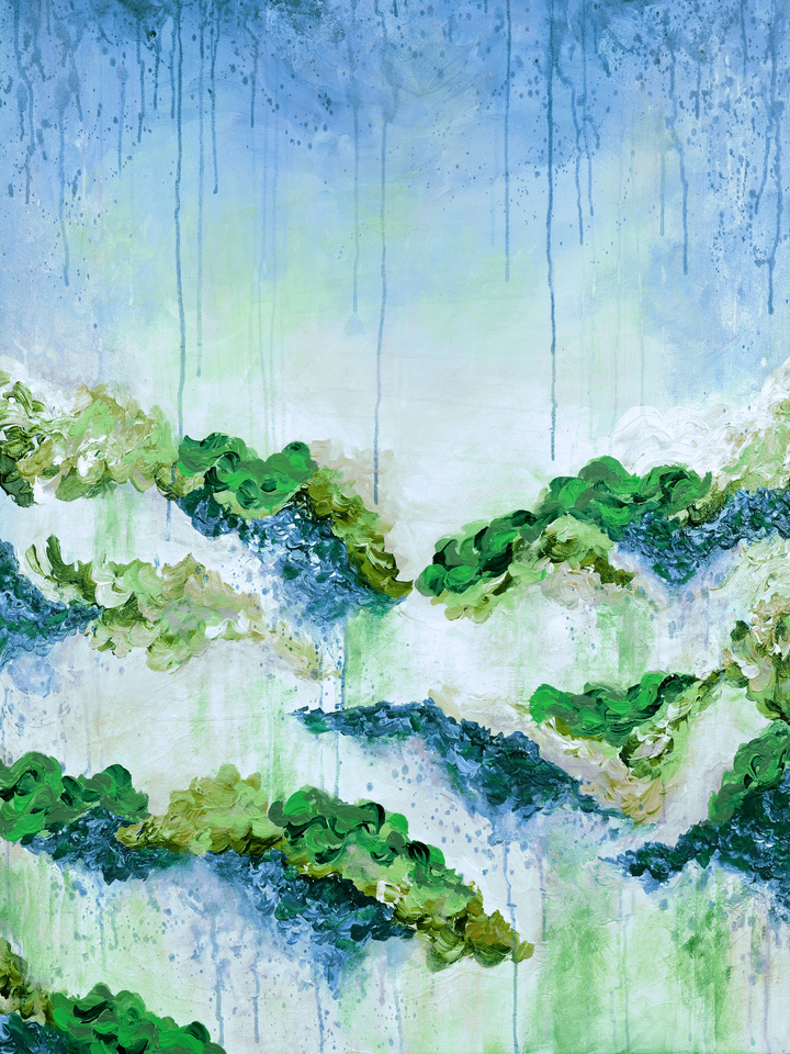 IT'S A ROSE COLORED LIFE 4 FLORAL LANDSCAPE PAINTING