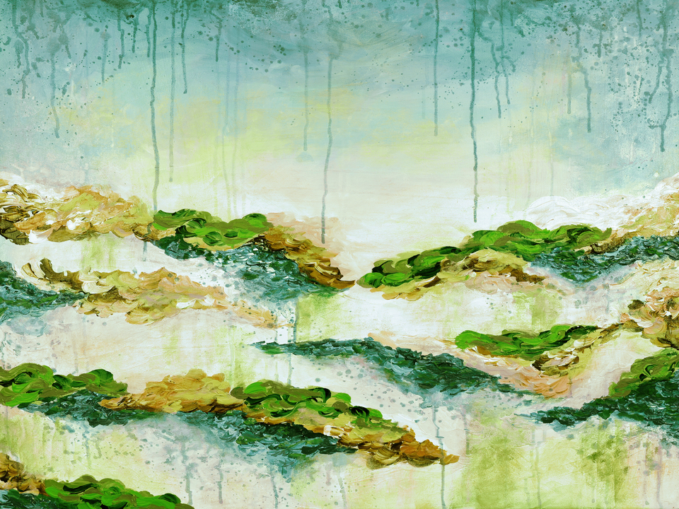 IT'S A ROSE COLORED LIFE 6 HORIZONTAL FLORAL LANDSCAPE PAINTING