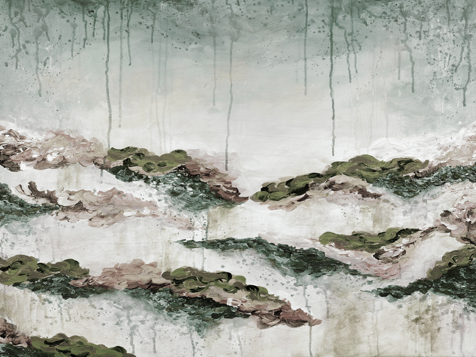 IT'S A ROSE COLORED LIFE 8 HORIZONTAL FLORAL LANDSCAPE PAINTING