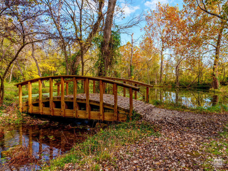 Wooden Bridge At Sarcoxie Spring Fall