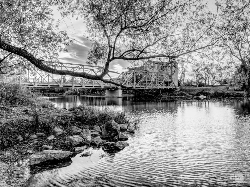 Ozark Missouri History At Sunset Grayscale