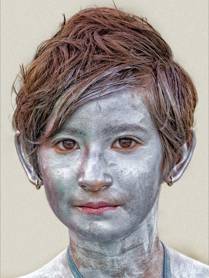 Boy in Silver Face Makeup