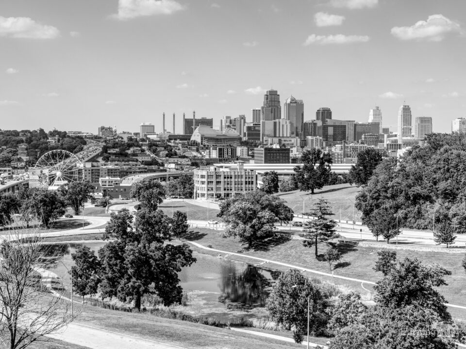 Penn Valley Park Kansas City View Grayscale