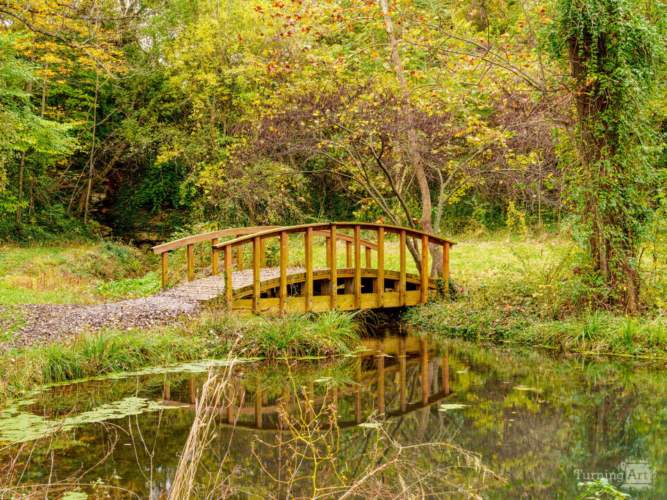 Wooden Bridge At Sarcoxie Spring Autumn