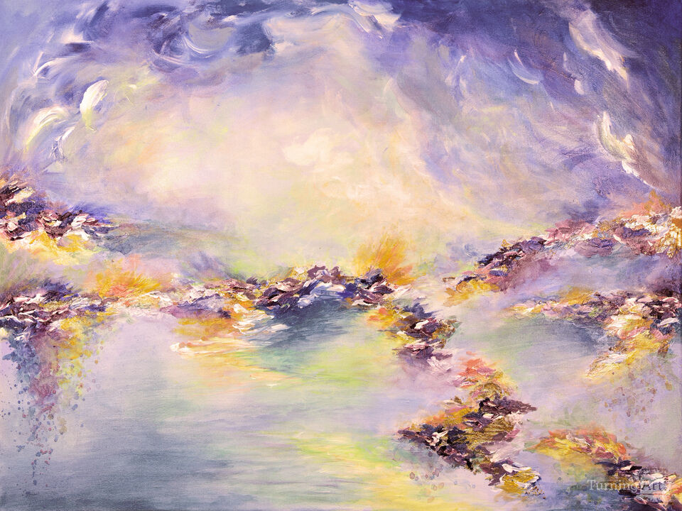 SEA TO SKY, PURPLE DUSK - ABSTRACT CLOUDS PAINTING