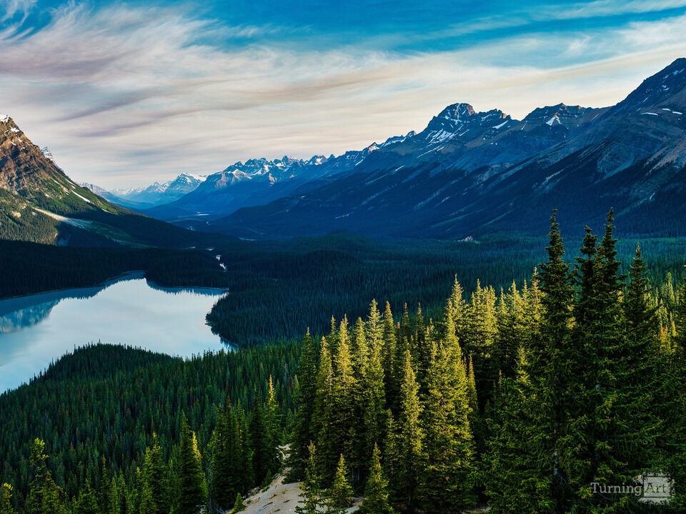 Morning at Peyto Lake and the Canadian Rockies