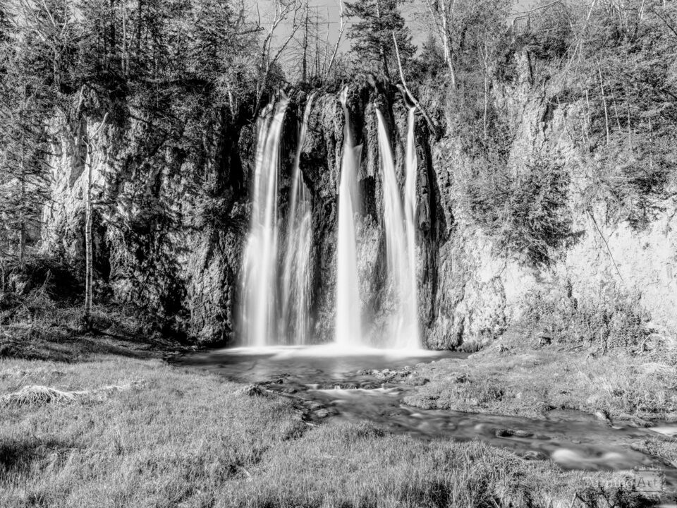 Morning At Spearfish Falls South Dakota Grayscale