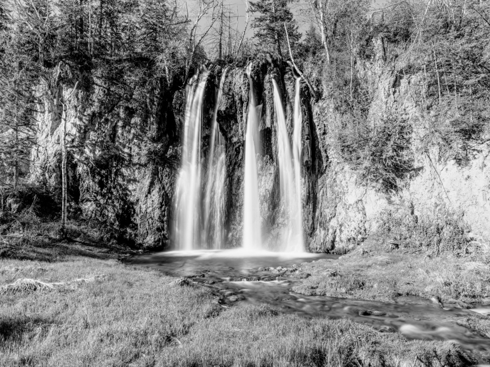 Morning At Spearfish Falls South Dakota Grayscale