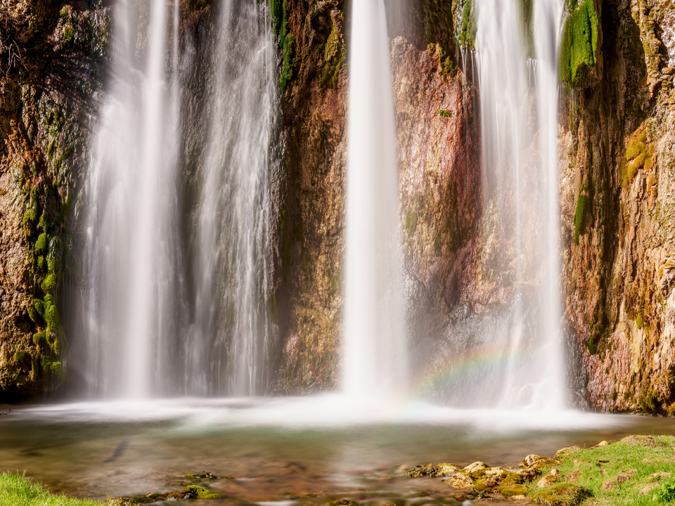 Rainbow At Base Of Spearfish Falls