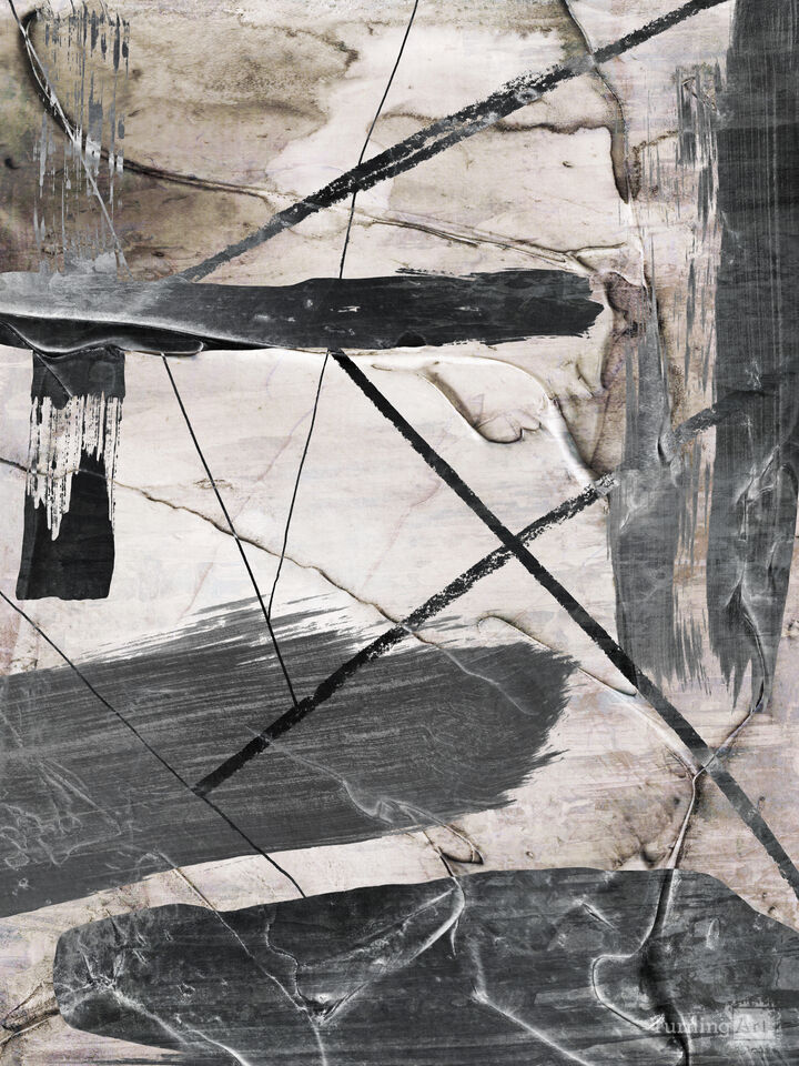 GESTURAL MARKS 1, PLASTER NEUTRAL ABSTRACT PAINTING