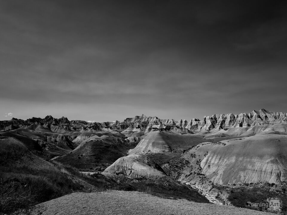 Black and White of the Badlands, South Dakota