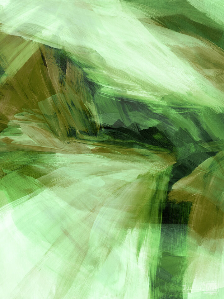 PUSH AND PULL 2 GREEN - ABSTRACT PAINTING (DIPTYCH)