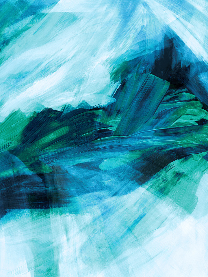 PUSH AND PULL 1 TURQUOISE BLUE GREEN - ABSTRACT PAINTING (DIPTYCH)