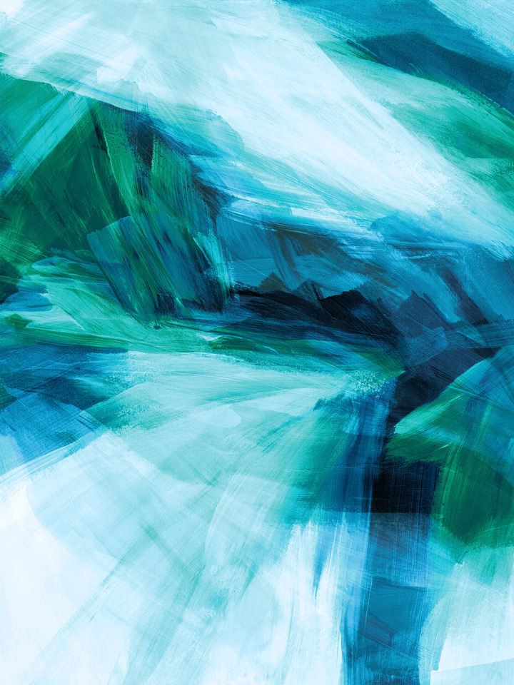 PUSH AND PULL 2 TURQUOISE BLUE GREEN - ABSTRACT PAINTING (DIPTYCH)