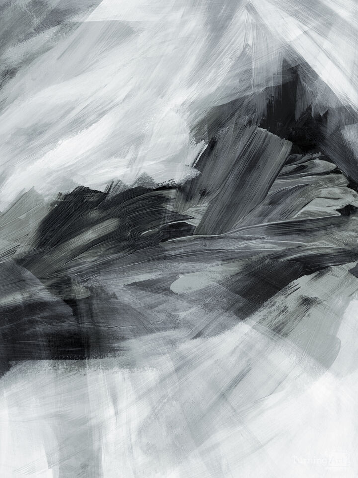 PUSH AND PULL 1 B&W GREYSCALE - ABSTRACT PAINTING (DIPTYCH)